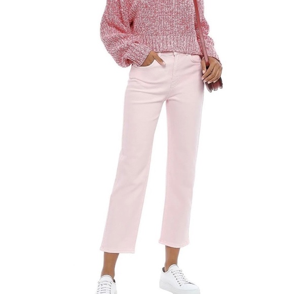 NWT Rebecca Minkoff Pink Dominica Cropped Straight Leg High Rise Jeans Size 28 - Picture 1 of 15